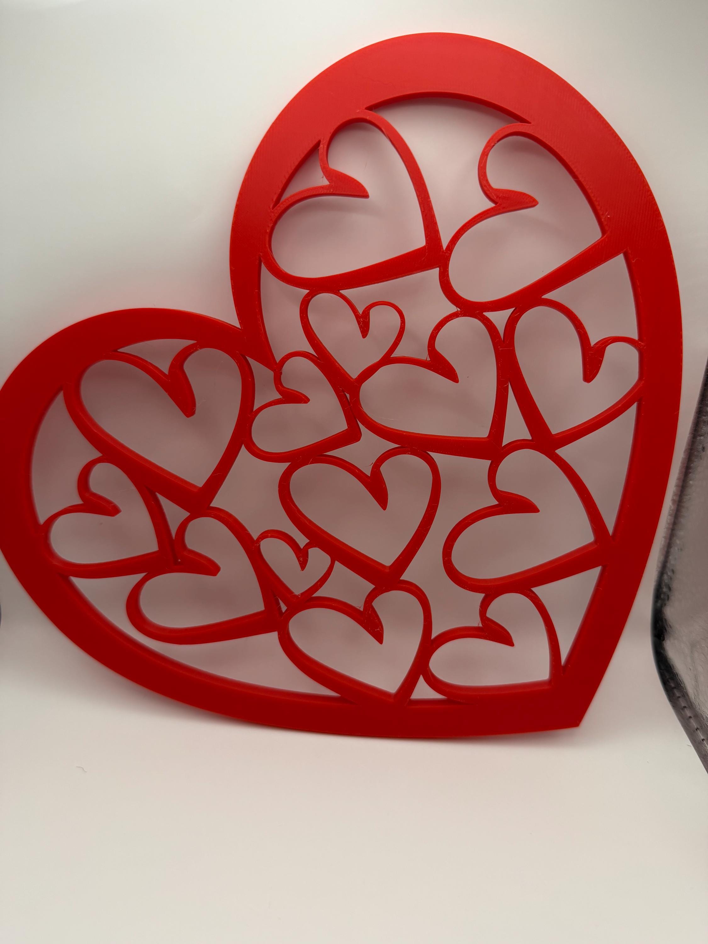 3D Printed Tilted Multi-Heart Love Sign with Stand