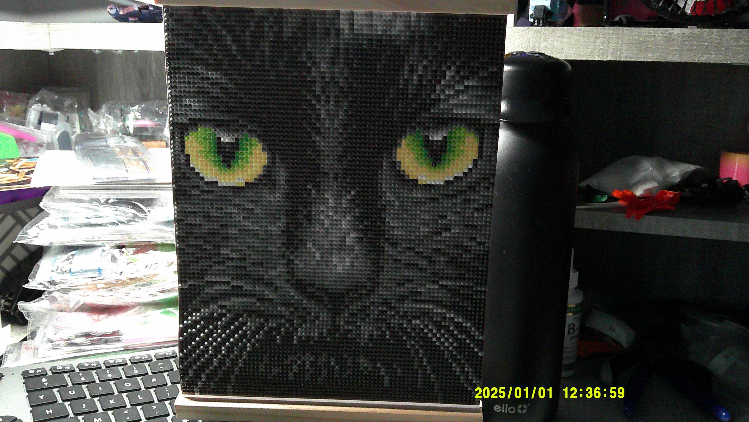 Mystic Black Cat Face Diamond Painting with Glowing Eyes