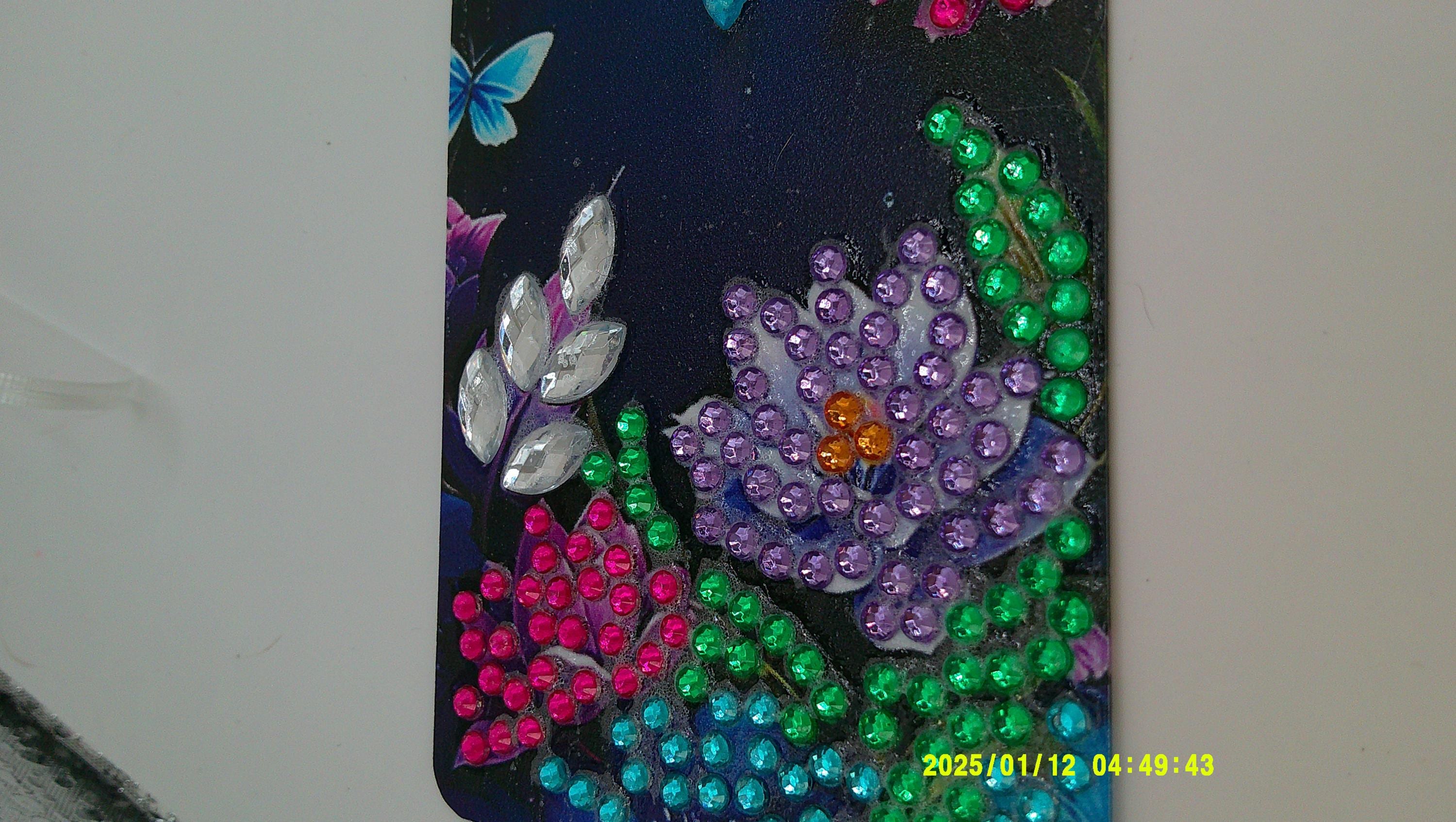 Dragonfly & Flowers Diamond Art Bookmark | Sparkling Rhinestone Design