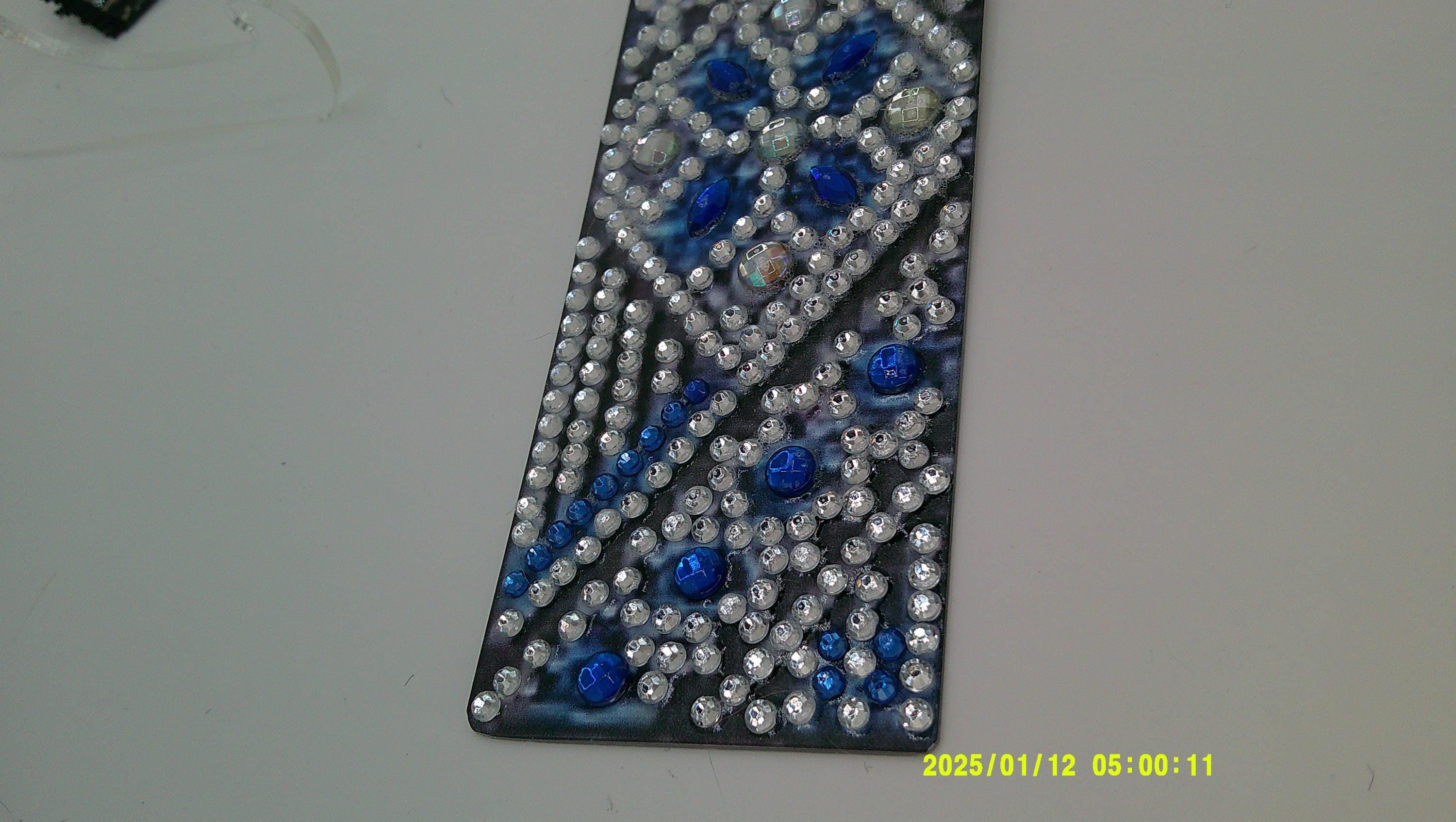 Geometric Diamond Art Bookmark | Blue & Silver Rhinestone Design