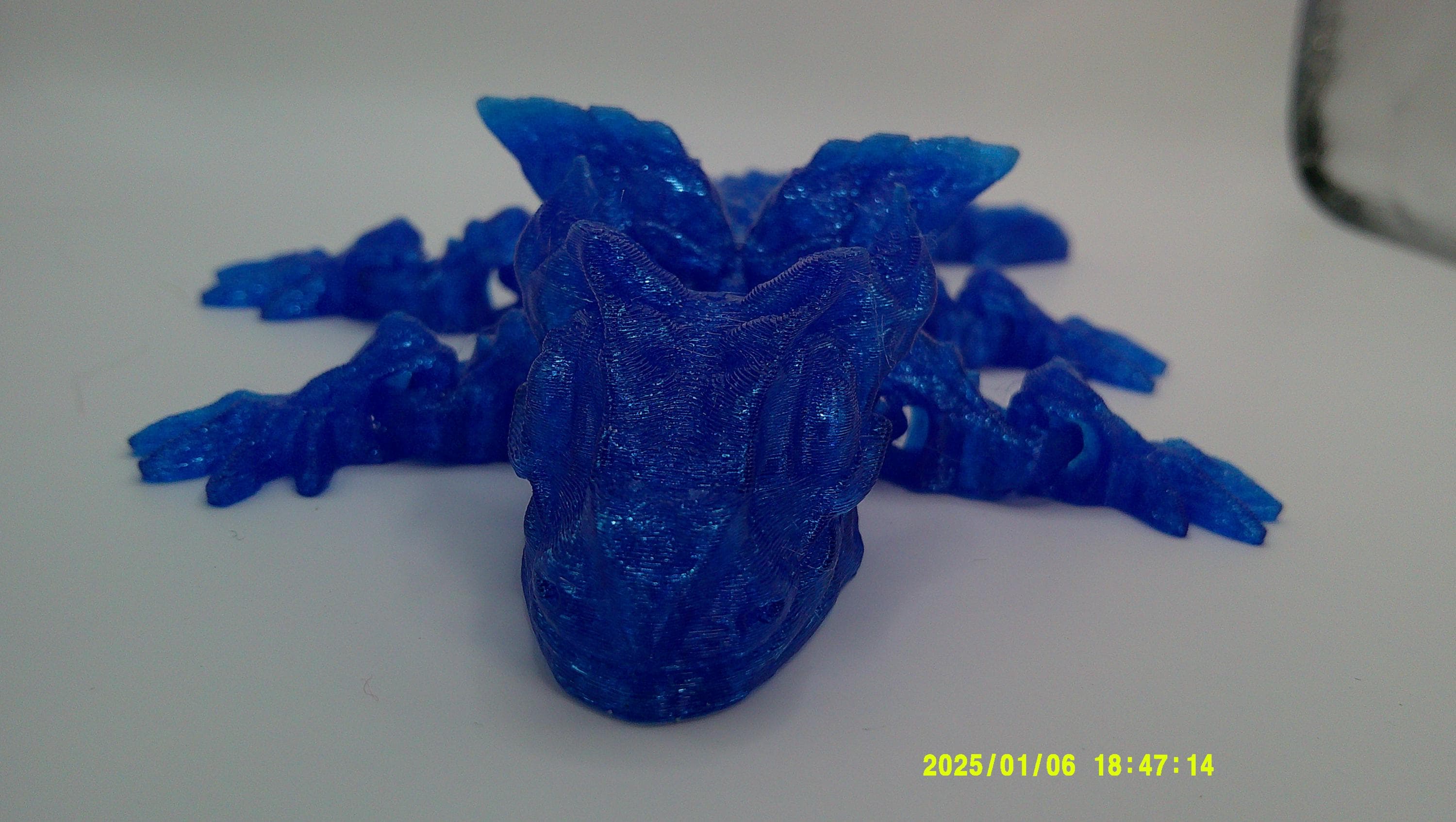 Glittering Blue Realm Winged Guardian - 3D Printed
