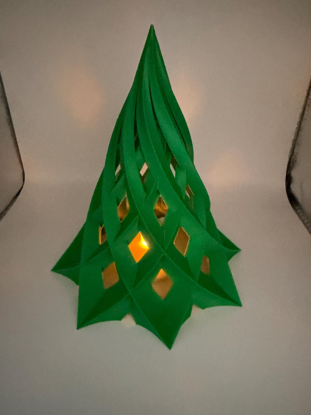 3D Printed Woven Spiral Christmas Tree Tea Light Lantern