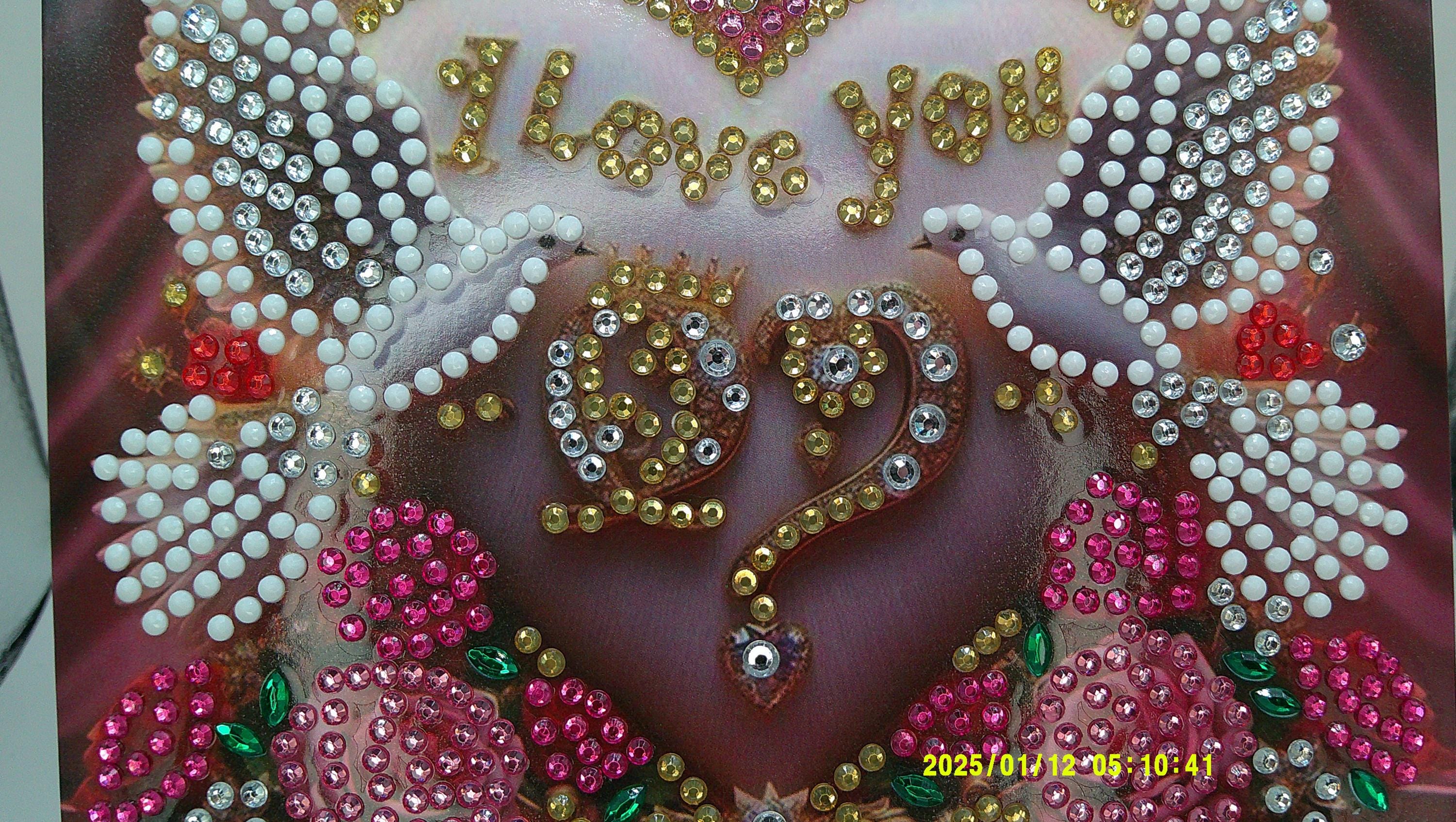 Romantic Crowned Heart Greeting | Sparkling Doves & Roses