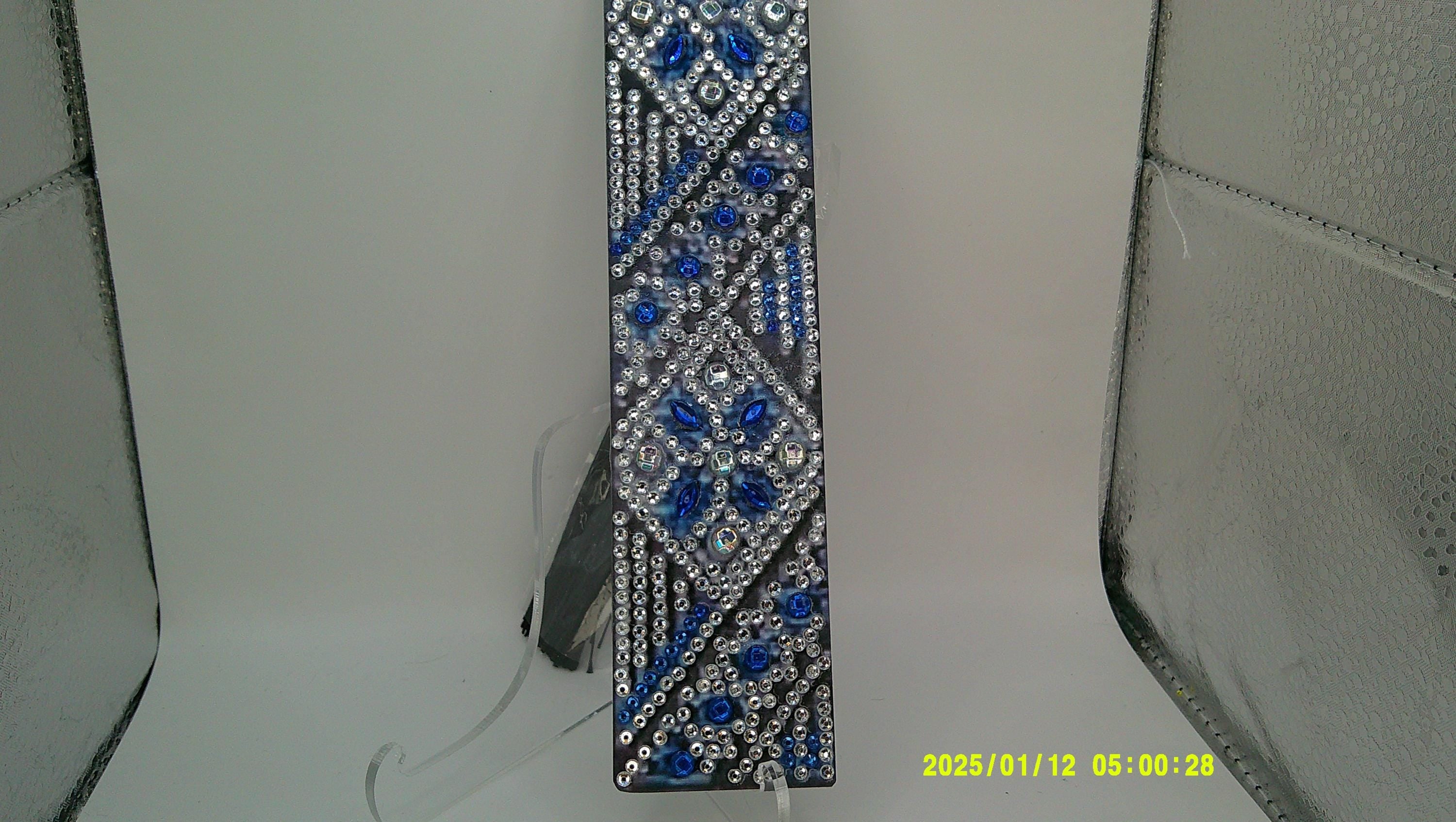 Geometric Diamond Art Bookmark | Blue & Silver Rhinestone Design