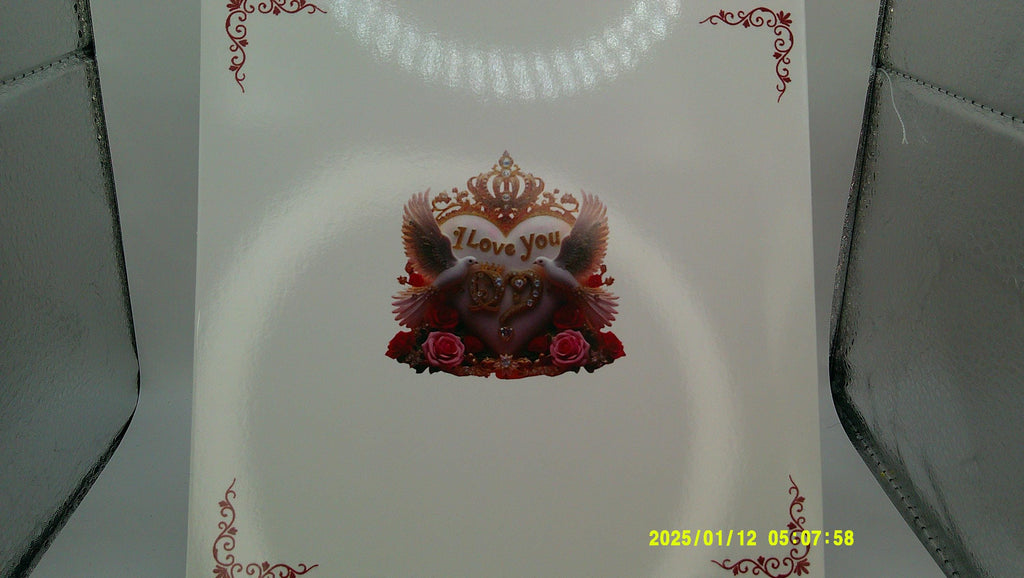 Handmade Diamond Art Love Note | Red Heart & Silver Accents