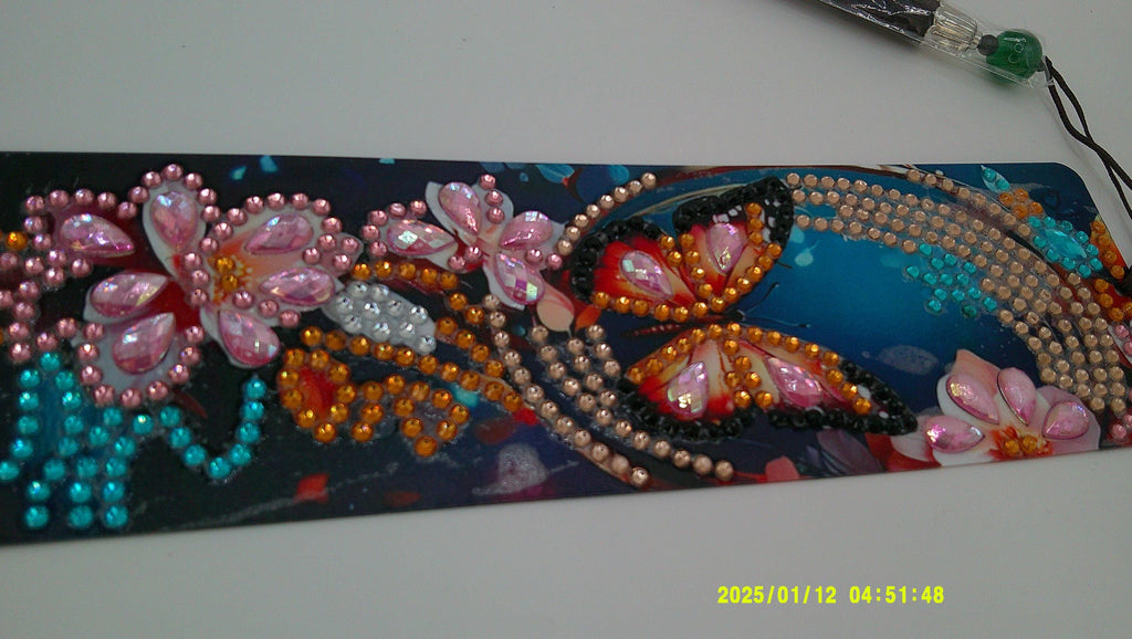 Colorful Butterfly Mosaic Bookmark | Vibrant Rhinestone Diamond Art