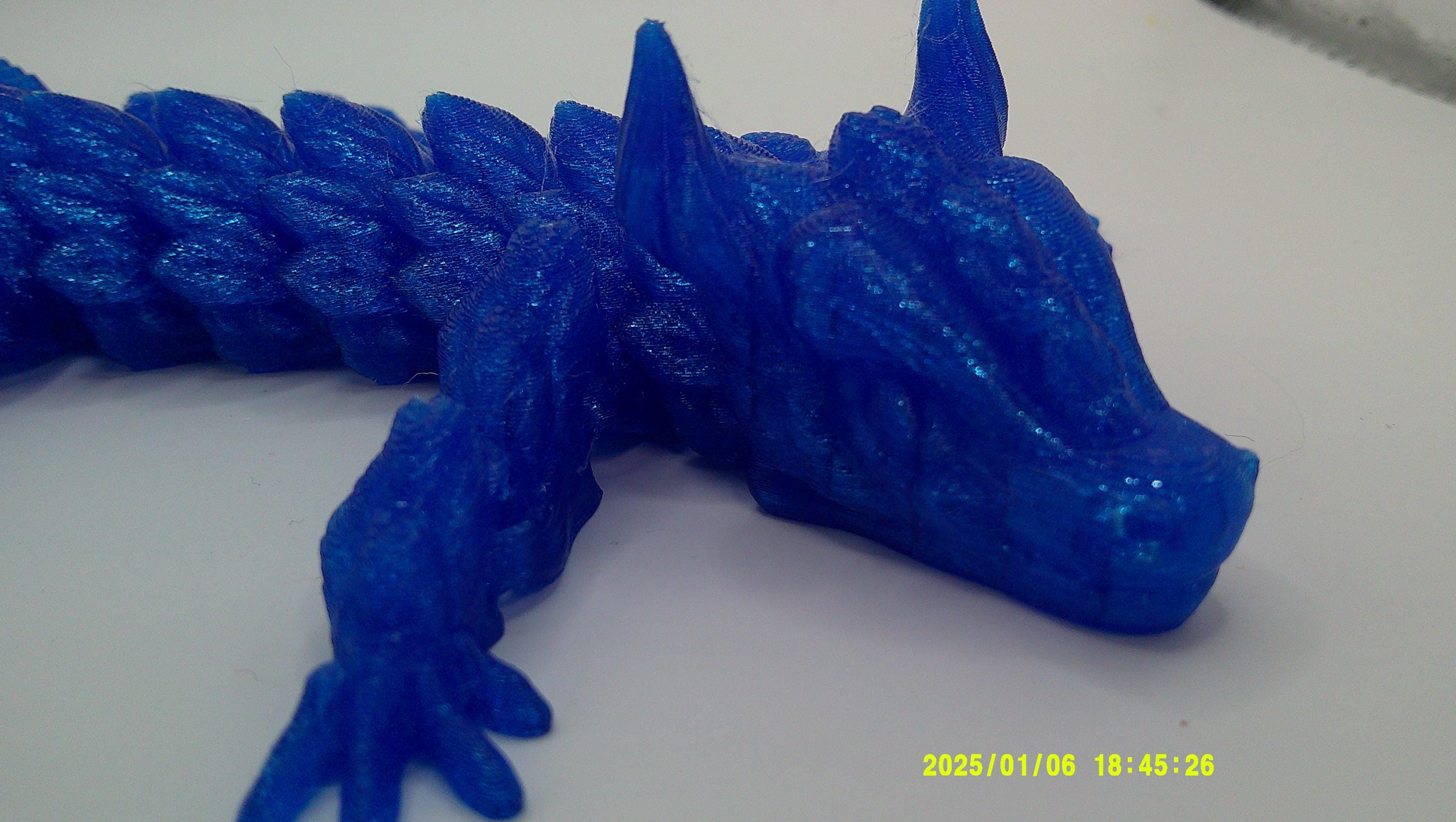 Articulated 3D‑Printed Blue Crystal Dragon