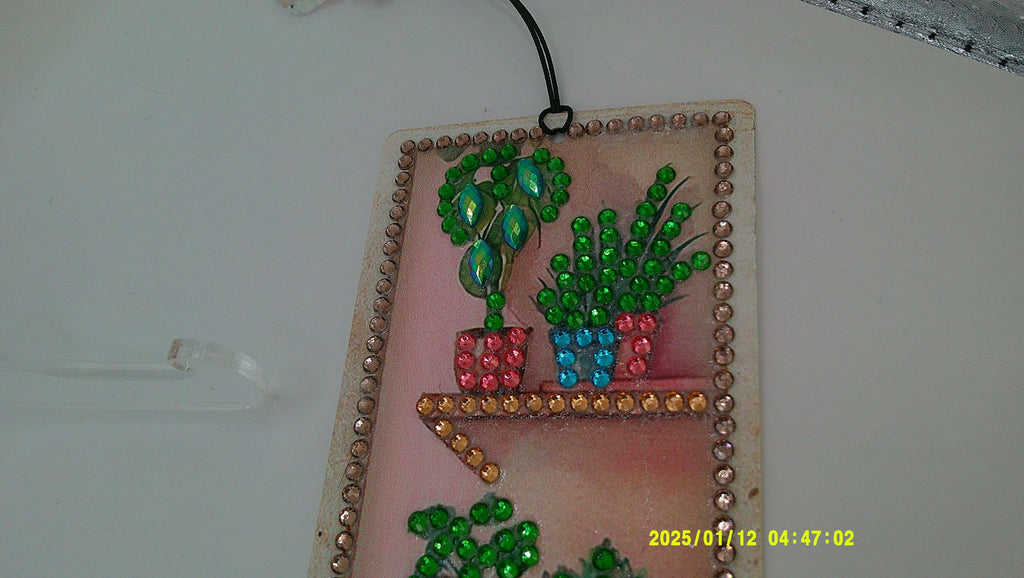Plant Shelf Rhinestone Bookmark | Colorful Diamond Art Page Marker