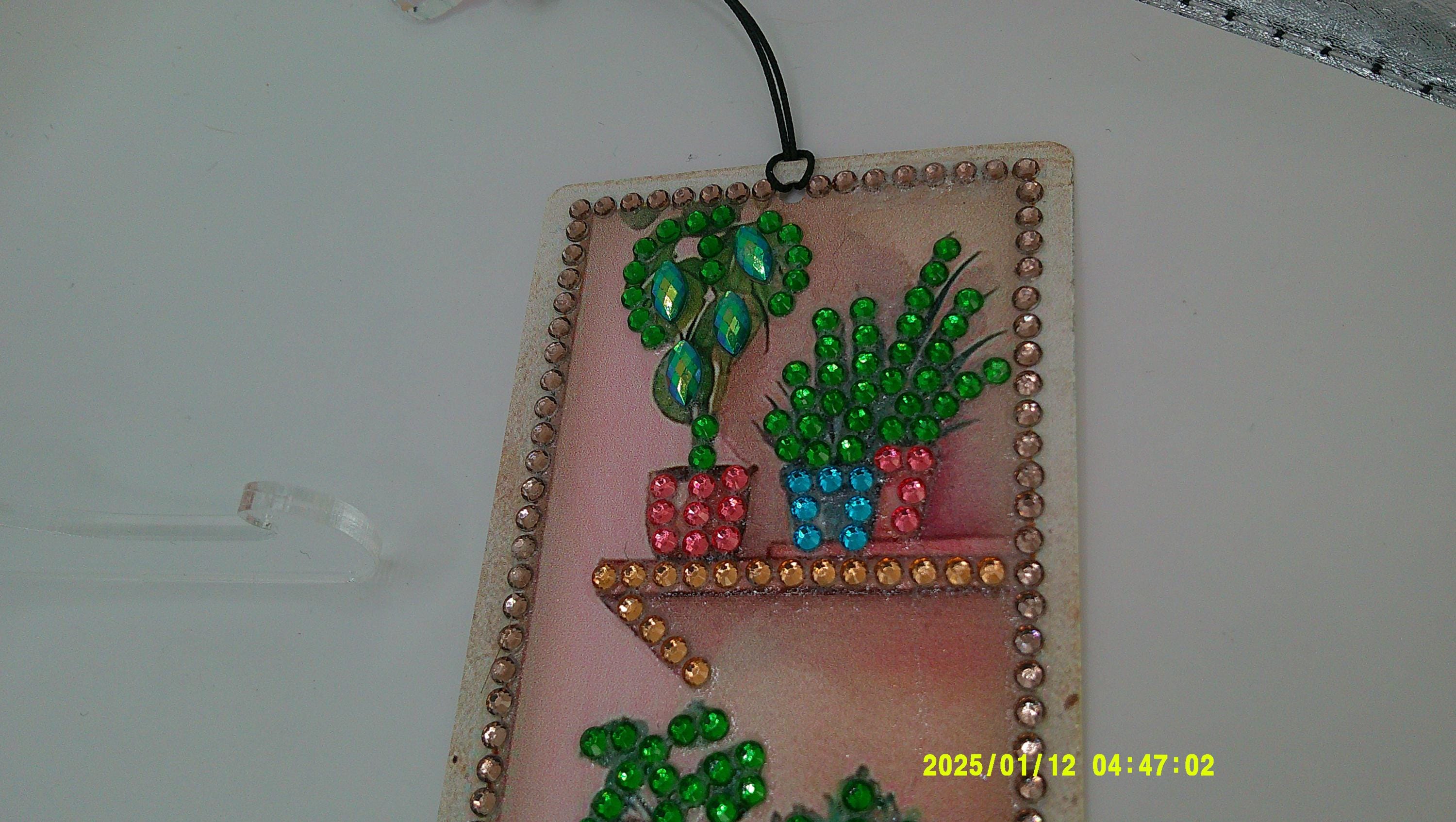 Plant Shelf Rhinestone Bookmark | Colorful Diamond Art Page Marker