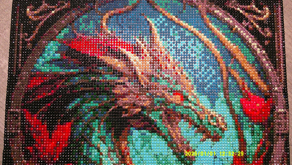 Crimson Leaves & Curled Dragon – Diamond Art Fantasy
