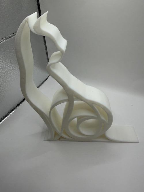 3D Printed Sleek Curved Cat Sculpture