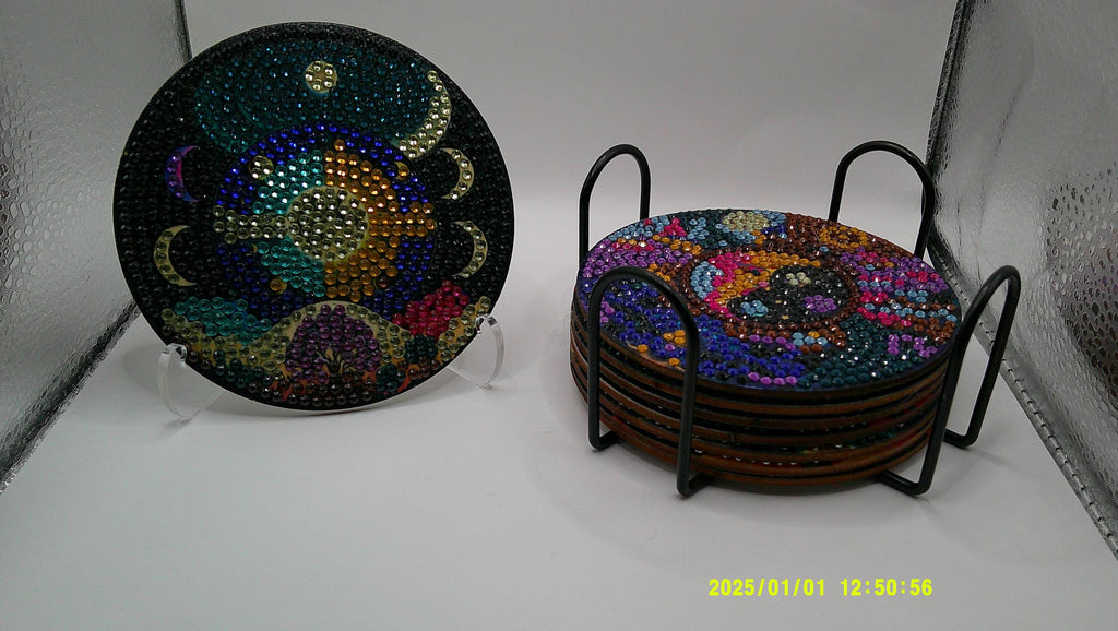 Celestial Diamond Art Coaster Set – Sun, Moon & Stars