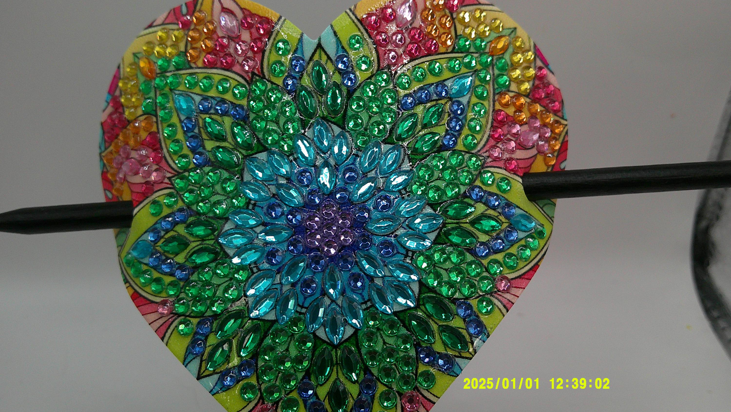 Rainbow Mandala Heart Diamond Art Hair Clip