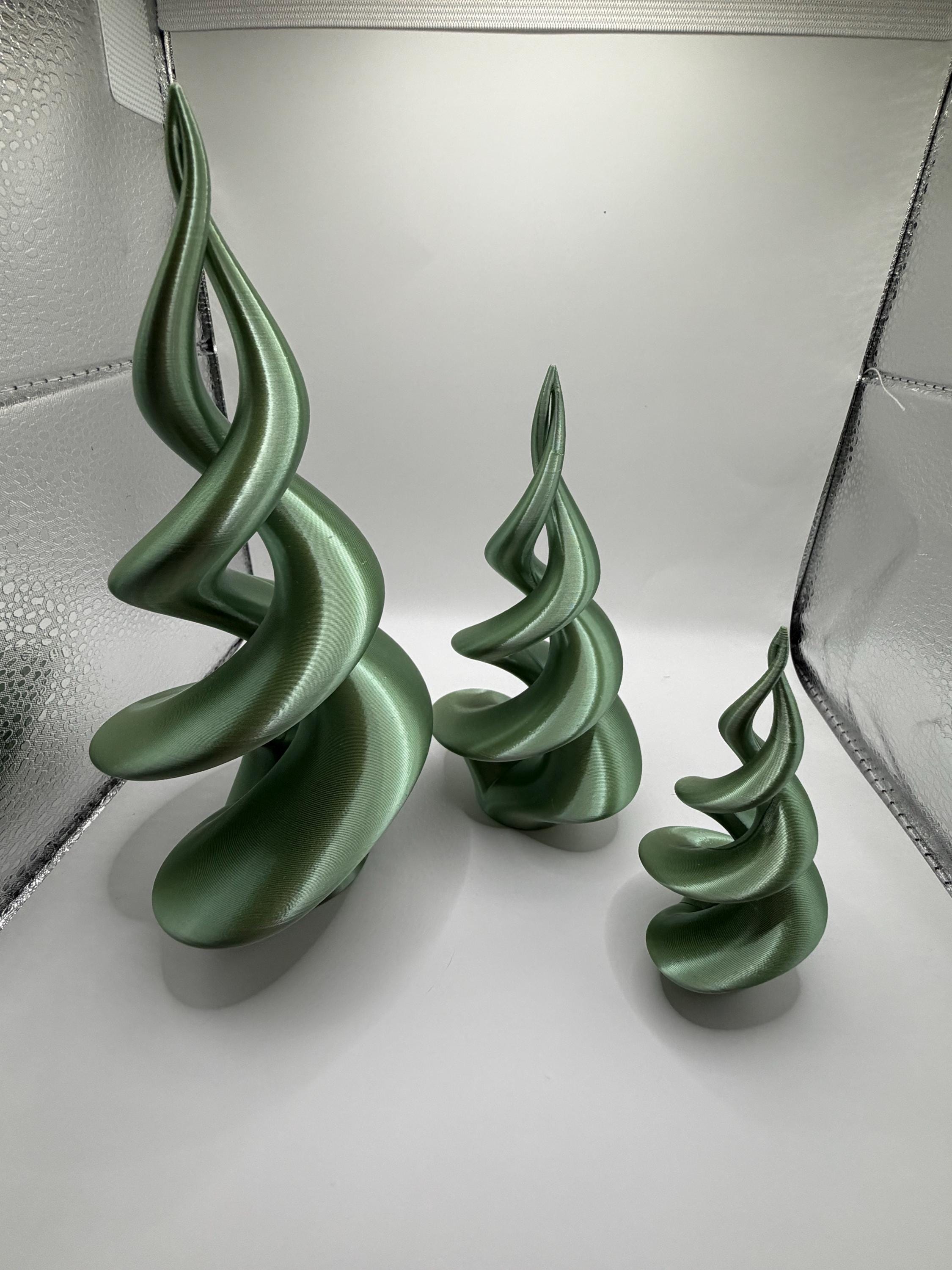 3D Printed Contemporary Dual Spiral Trees (Set of Three)
