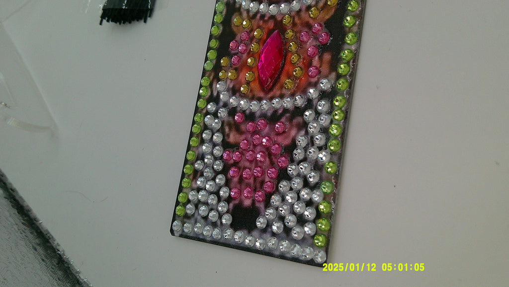Sunburst Flower Rhinestone Bookmark | Vibrant Diamond Art Pattern