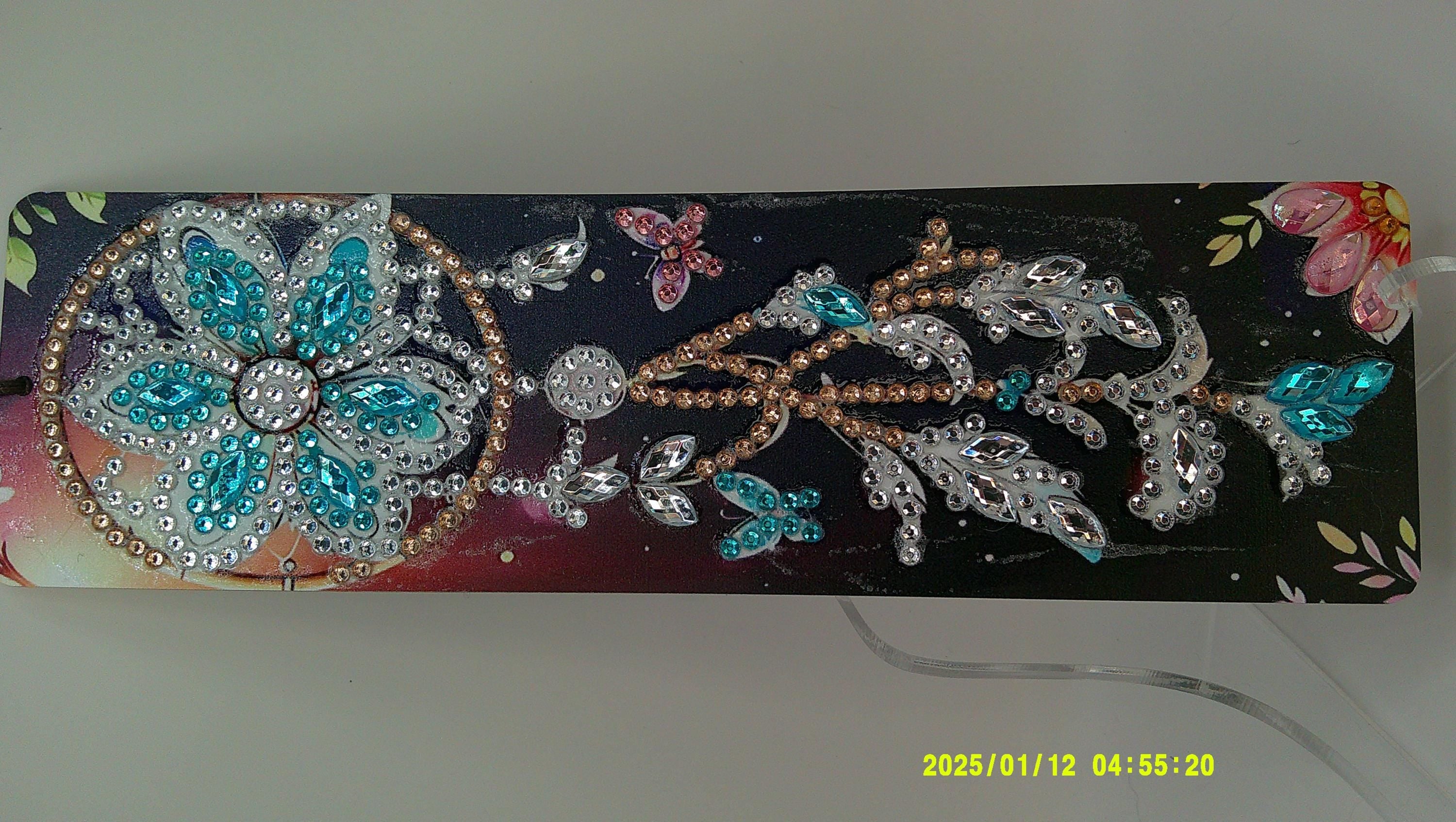 Floral Mandala Rhinestone Bookmark | Colorful Diamond Art Page Marker